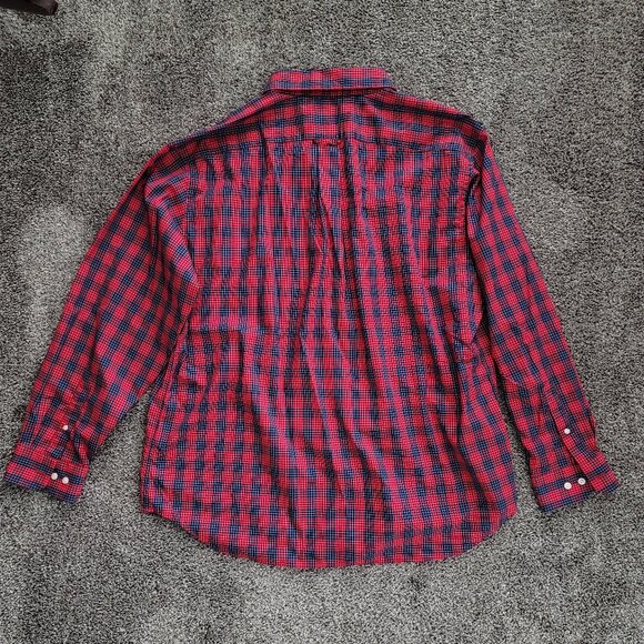 **Nautica Shirt Adult XXL Red Plaid Long Sleeve Casual Button Up Pocket Mens 2XL - Picture 2 of 8